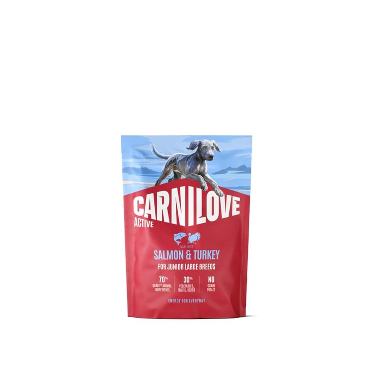 CARNILOVE ACTIVE Junior sausā barība suņiem, lasis/tītars, 1,5kg - Produkta attēls 2