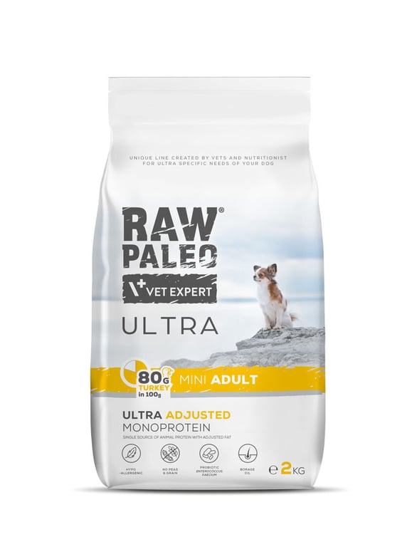 Raw Paleo Ultra Adult Mini maistas šunims su kalakutiena, 2 kg