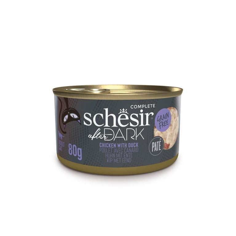 Schesir After Dark paštetas katėms su vištiena ir antiena, 80g