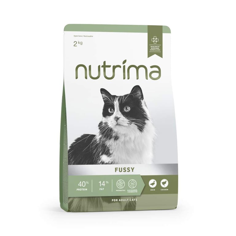 Nutrima Fussy sausā barība kaķiem, vista/pīle, 2kg