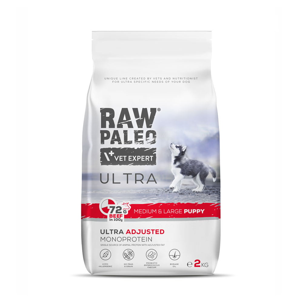 Raw Paleo Ultra puppy medium&large maistas šuniukams su jautiena, 2kg -  1
