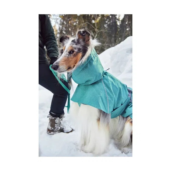 HURTTA Monsoon Coat II ECO lietusmētelis suņiem 25 cm, zilganzaļš - Produkta attēls 5