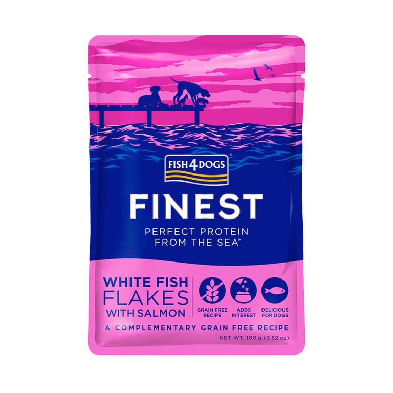 Fish4Dogs Finest konservai šunims su baltąja žuvimi ir lašiša, 100 g