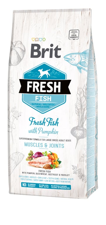 Brit Fresh sausas maistas šunims, su žuvimi ir moliūgais, 12kg