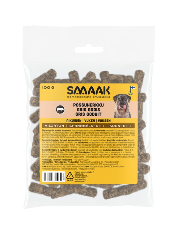 SMAAK gardumi suņiem, cūkgaļa, 100g