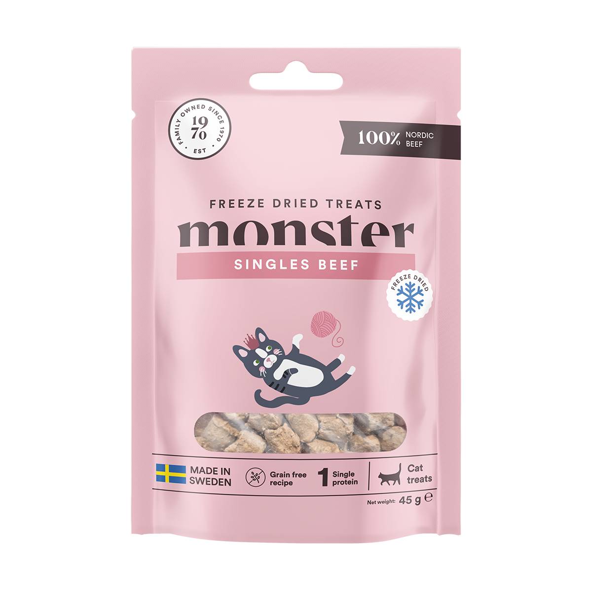 Monster Cat liofilizuoti skanėstai katėms – 100 % jautiena, 45 g - 