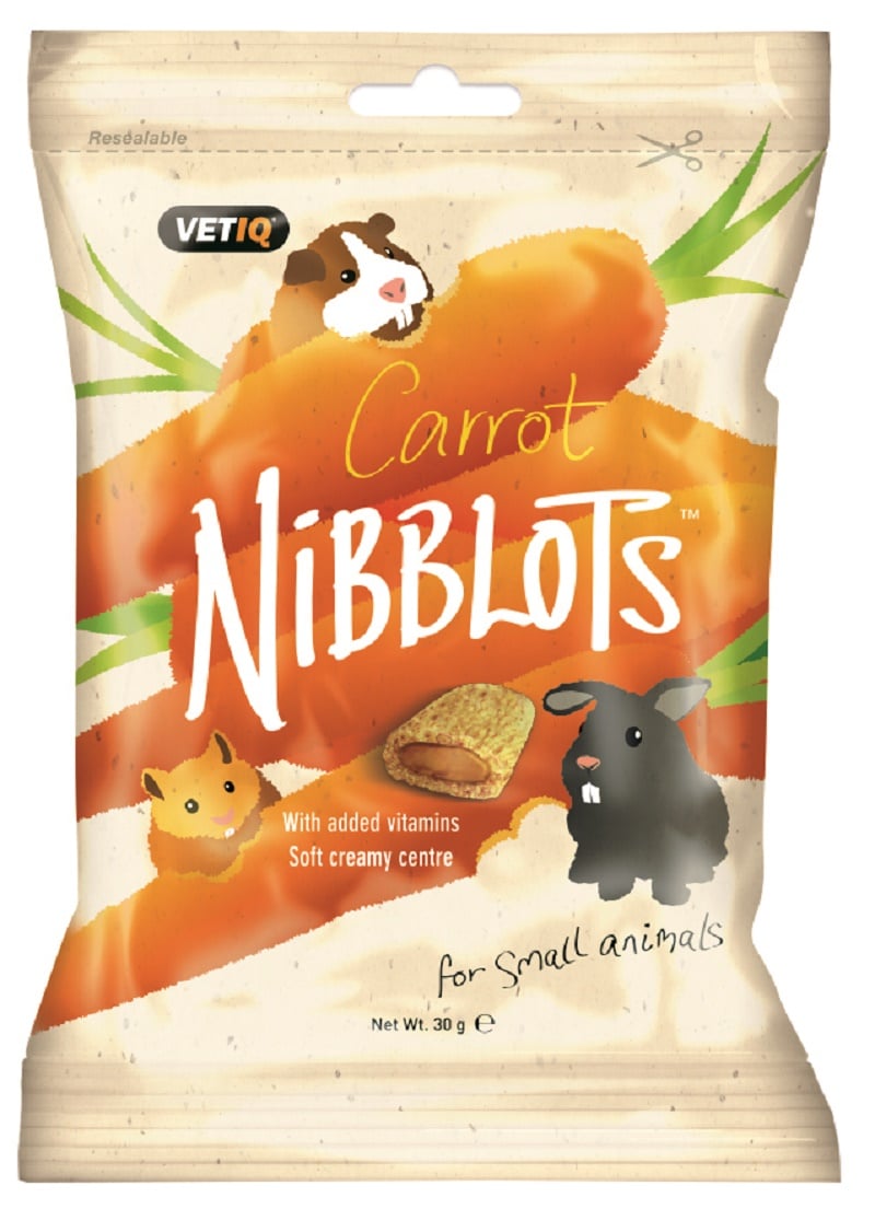 VETIQ Nibblots skanėstai smulkiesiems gyvūnams su morkomis, 30 g -  1