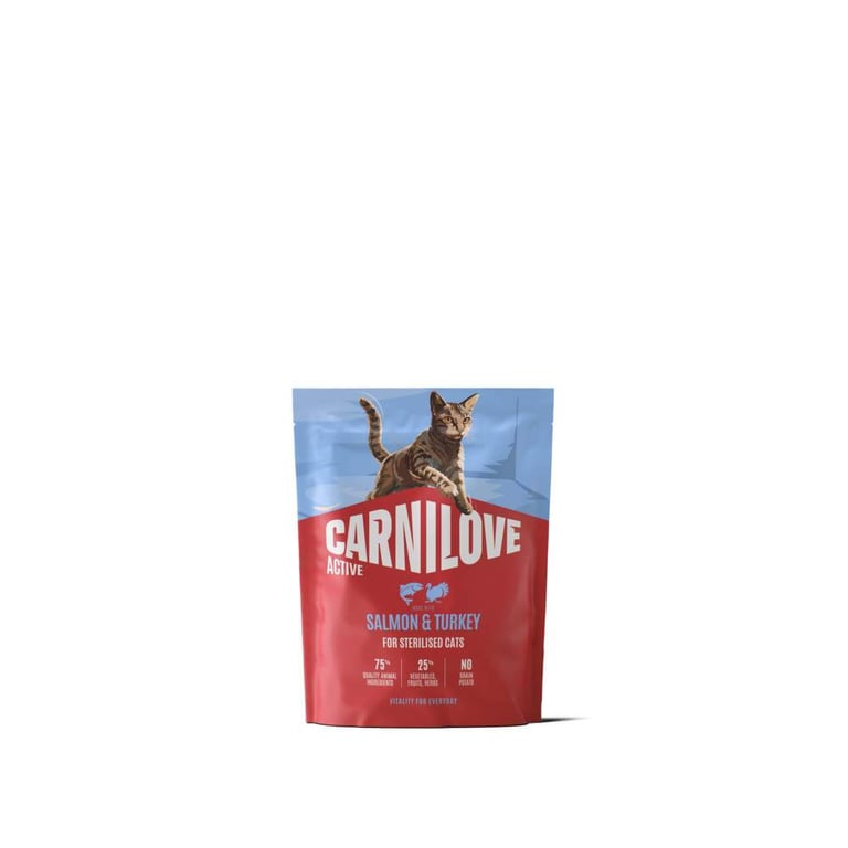 CARNILOVE ACTIVE sausā barība kaķiem, lasis/tītars, 400g - Produkta attēls 2