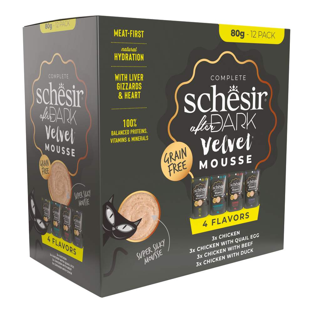 Schesir After Dark Velvet kassi einekoti multipakk, kana, 12 x 80 g - Tootepilt