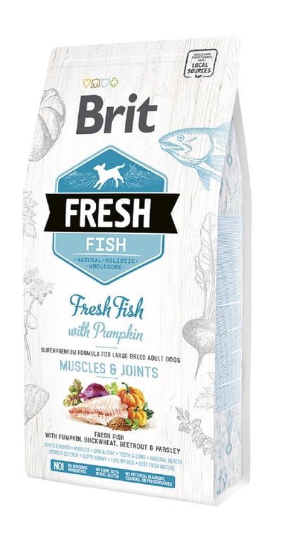 Brit Fresh sausas maistas šunims, su žuvimi ir moliūgais, 2,5kg