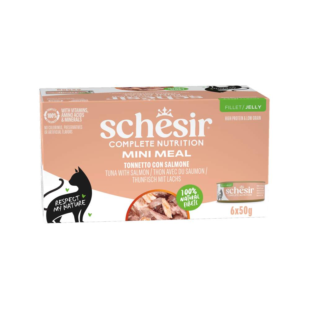 Schesir Mini meal kassi konservi multipakk, tuunikala/lõhe, 6 x 50 g - Tootepilt