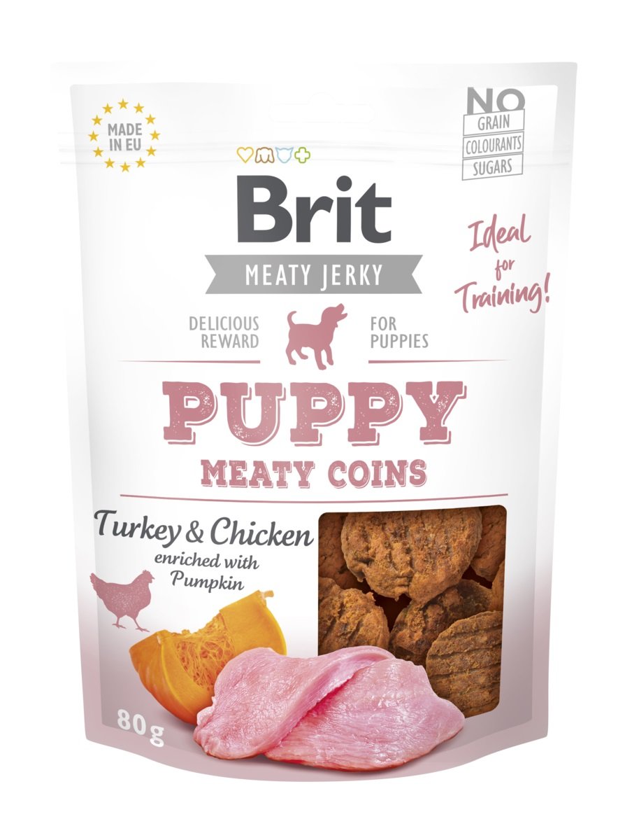 Brit Care Jerky Coins mėsingi skanėstai šuniukams su kalakutiena, 80 g - 