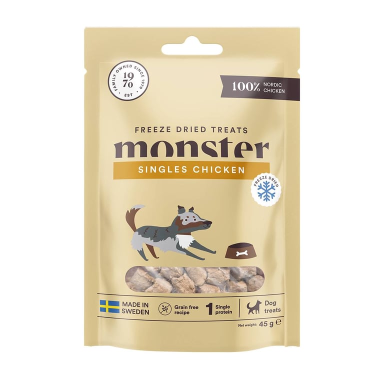Monster Dog liofilizuoti skanėstai šunims – 100 % vištiena, 45 g