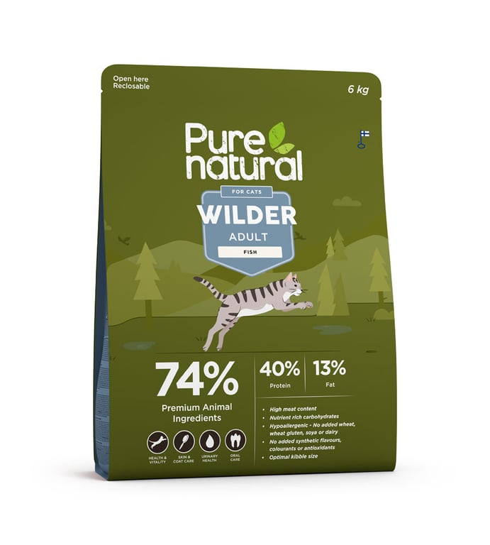 PURENATURAL Wilder sausā barība kaķiem, zivis, 6kg