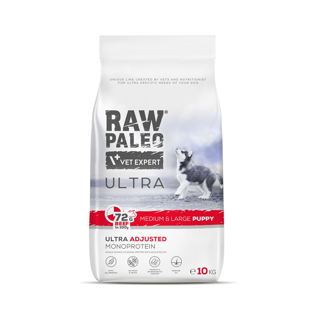 Raw Paleo Ultra puppy medium&large maistas šuniukams su jautiena, 10kg -  1