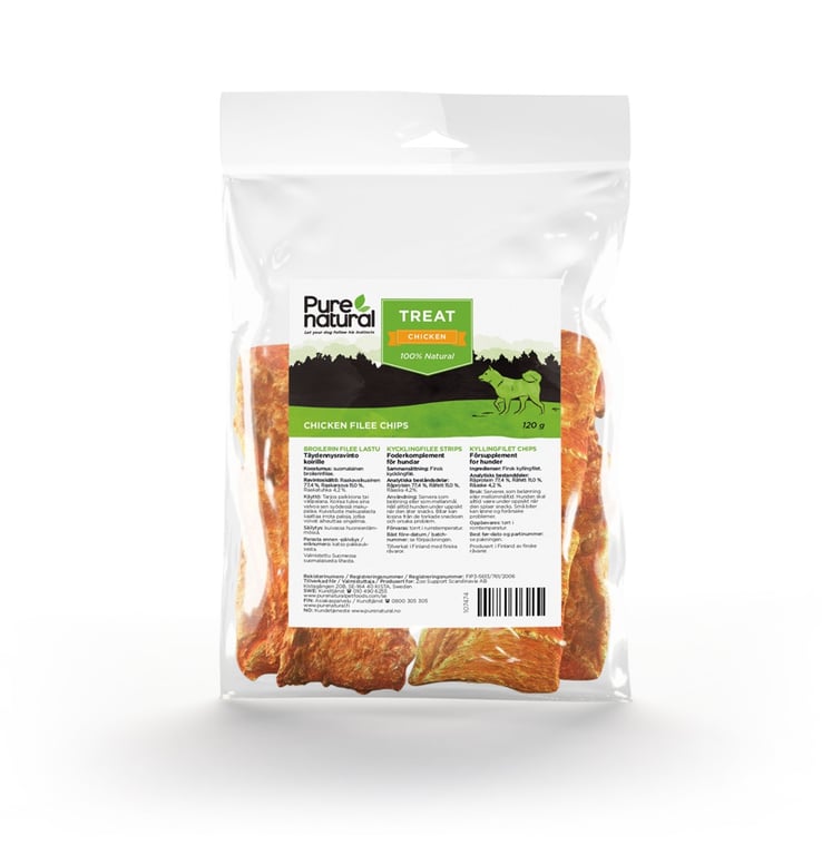Purenatural vištienos filė traškučiai šunims, 120g