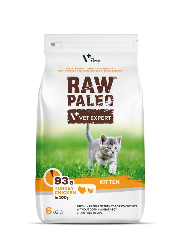 Raw Paleo Kitten sausas maistas kačiukams su kalakut./vištiena, 6 kg