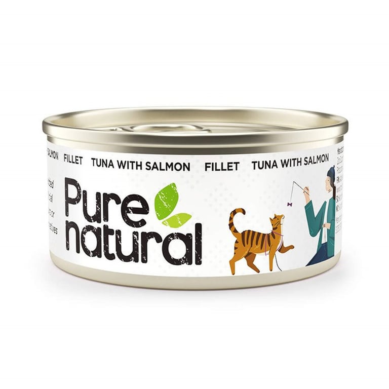 Purenatural kassikonserv, tuunikala/lõhe, 70 g