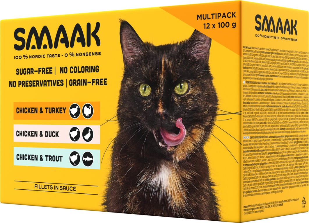 SMAAK Multipack mitrās barības izlase kaķiem, 12 x 100g