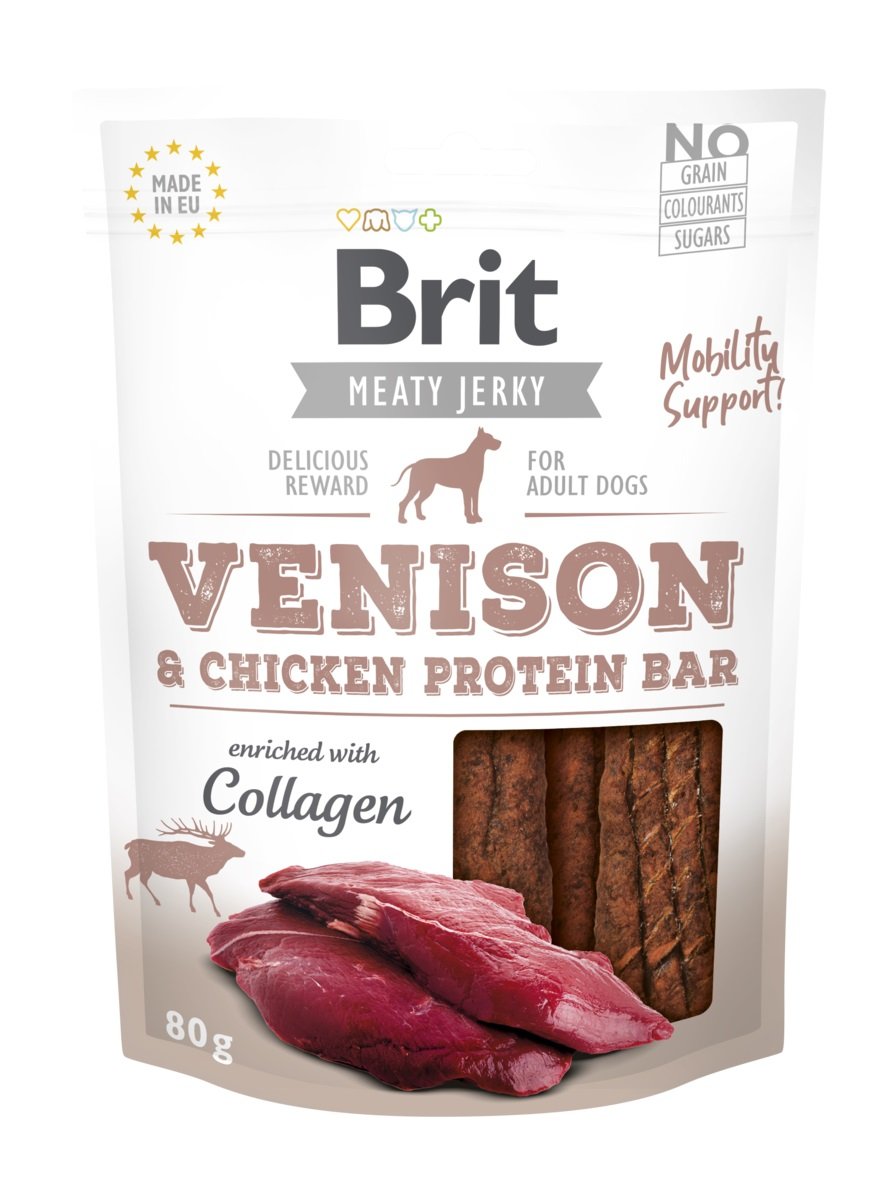 BRIT CARE JERKY BALTYMINIAI BATONĖLIAI ŠUNIMS ELNIENOS, 80 G - 