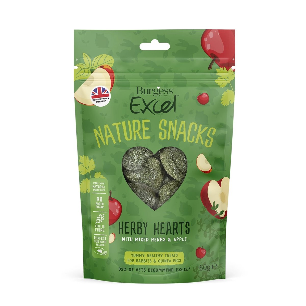 Burgess Excel žolelių širdelės skanėstai graužikams 60 g -  1