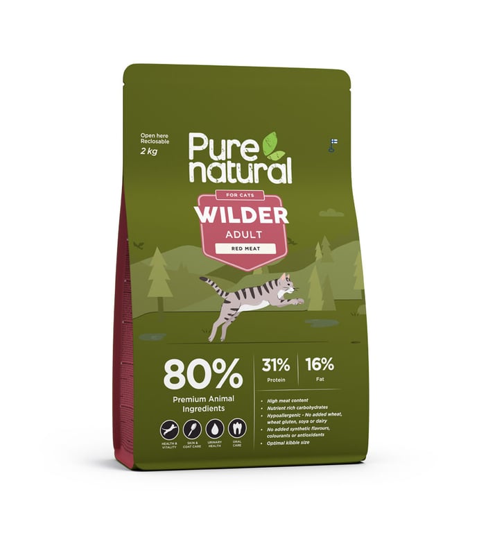 PURENATURAL Wilder sausā barība kaķiem, sarkanā gaļa, 2kg