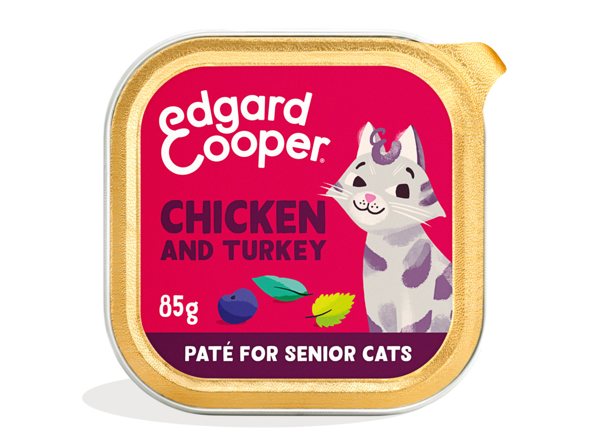 Edgard Cooper paštetas senjorėms katėms, su vištiena/kalakutiena, 85g - 