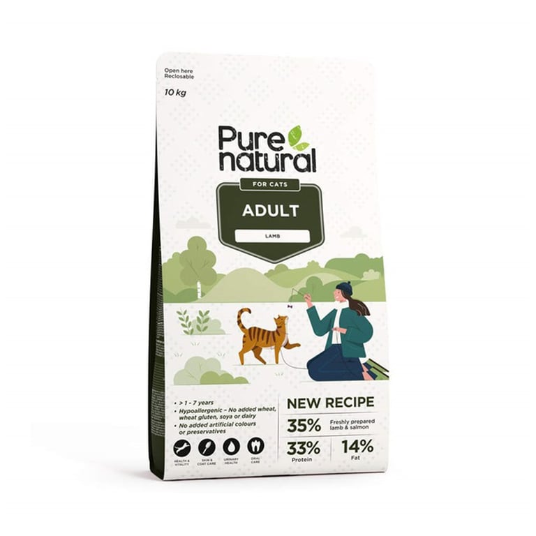 PURENATURAL sausā barība kaķiem, jērs, 10kg