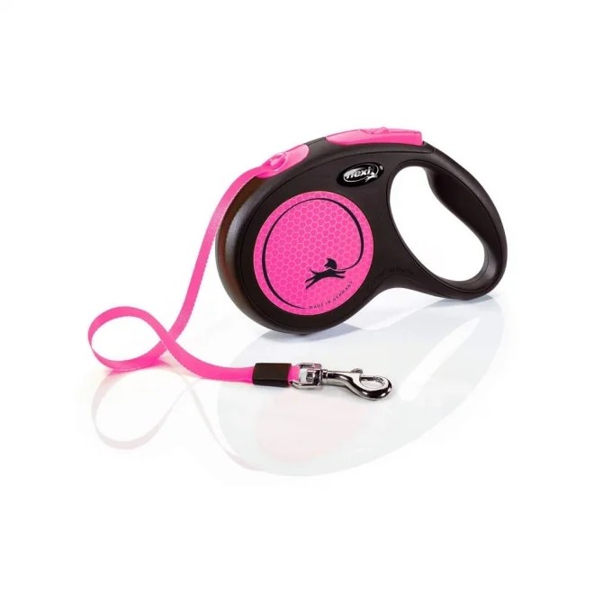 Flexi Neon automatinis juostinis pavadėlis M/5 m, rožinis -  1