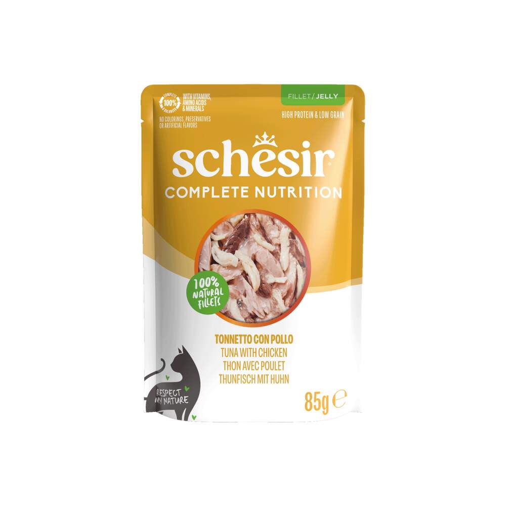 Schesir mitrā barība kaķiem, tuncis/vista želejā, 85g - Produkta attēls