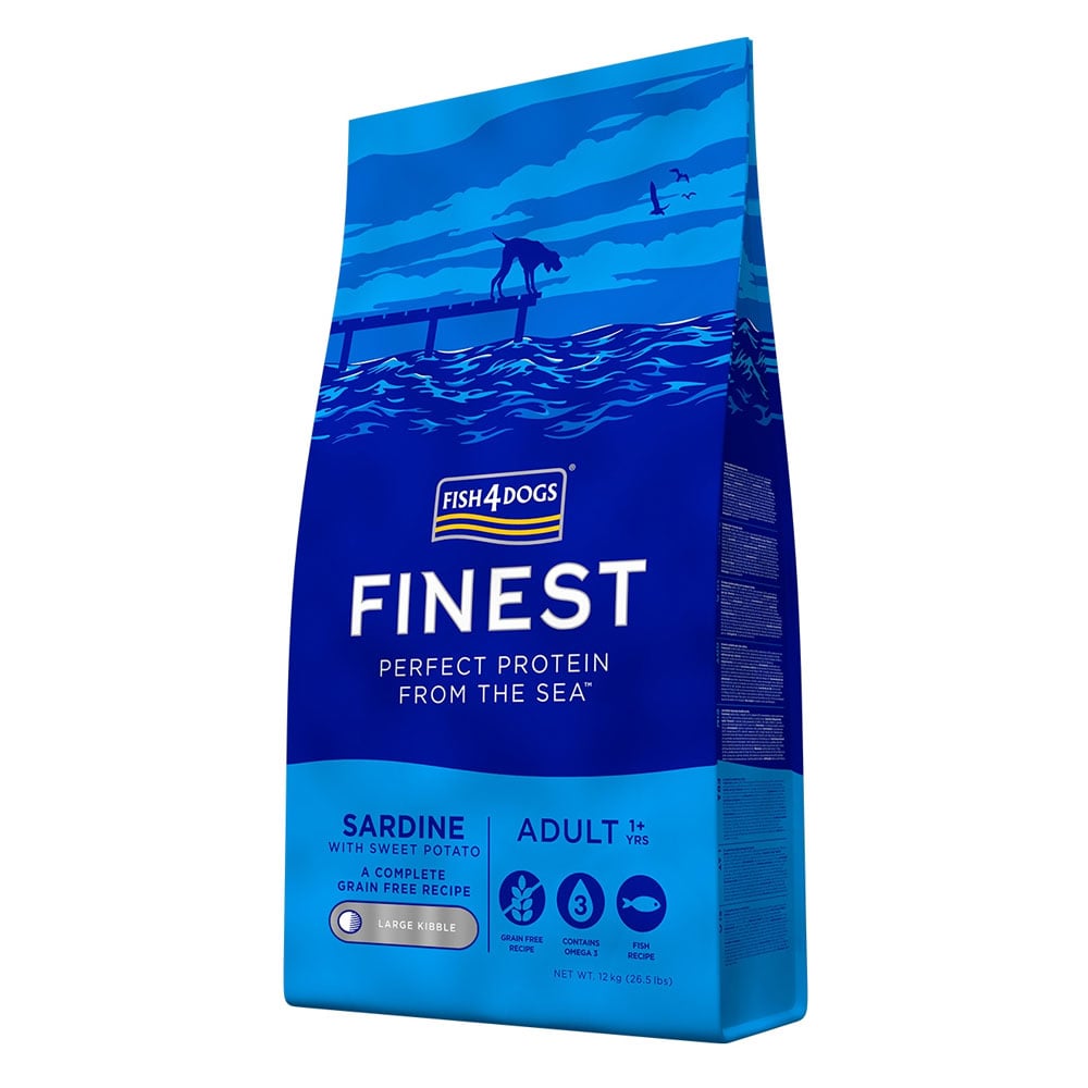 Fish4Dogs Finest Sardine sausas maistas šunims, 12 kg, did.granulėmis -  1