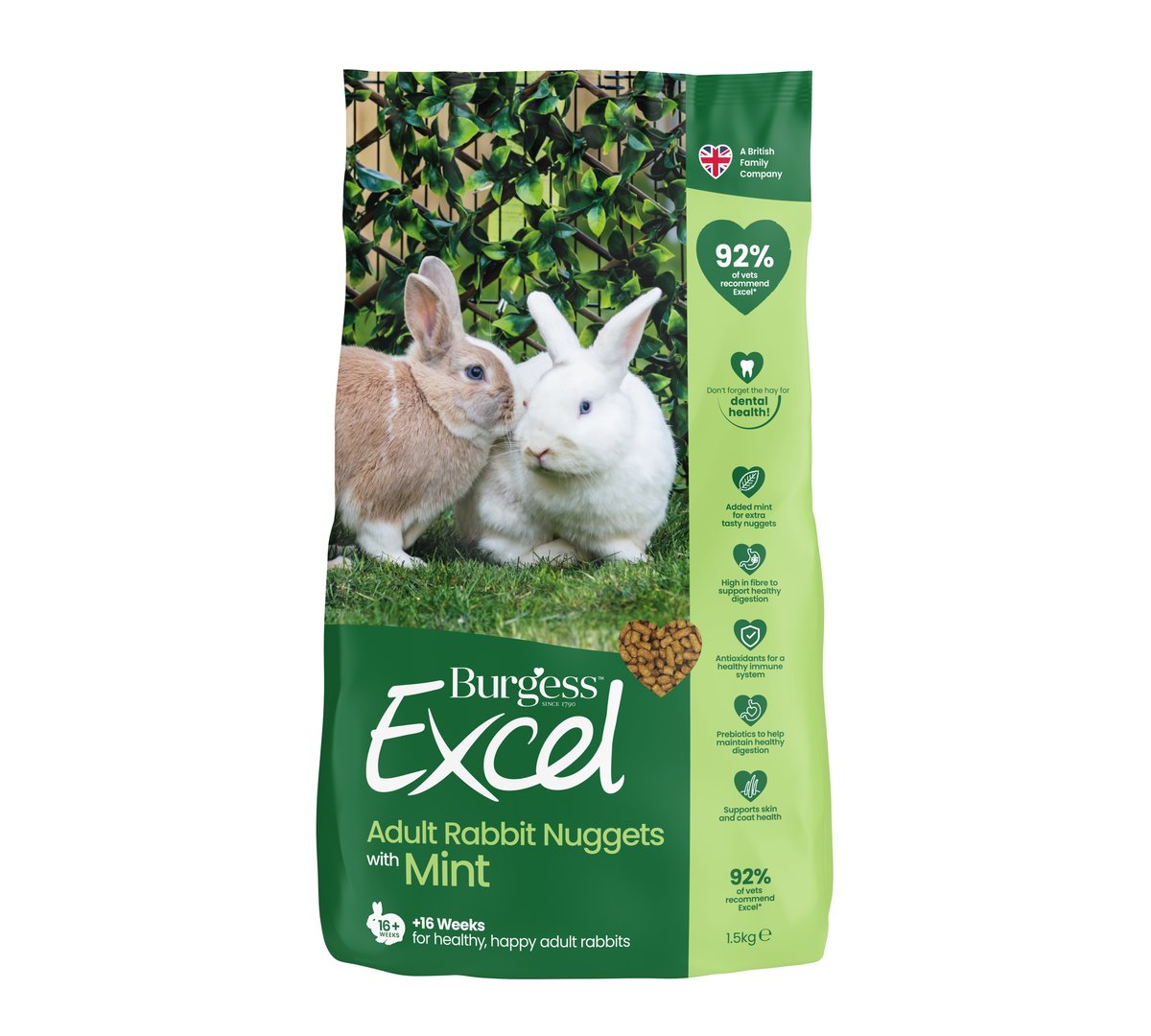 Burgess Excel maistas suaugusiems triušiams, 1,5 kg - 