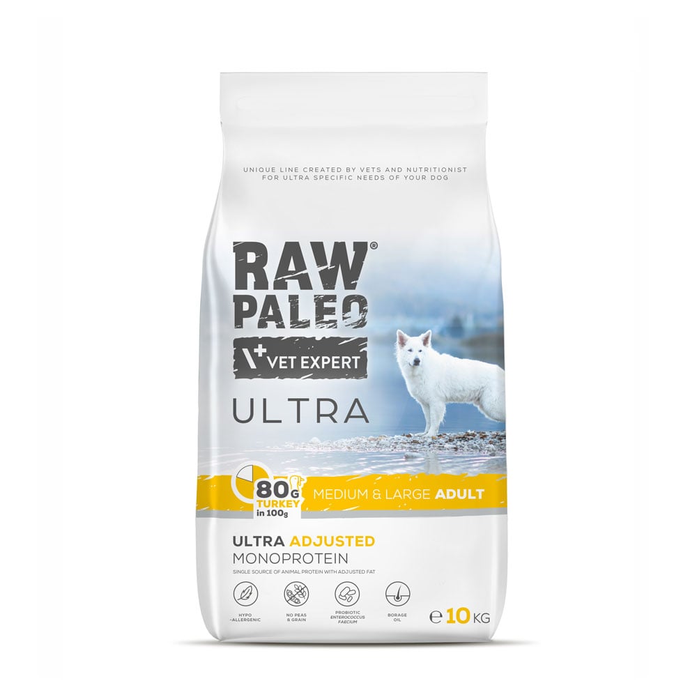 Raw Paleo Ultra adult medium&large maistas šunims su kalakutiena, 10kg -  1