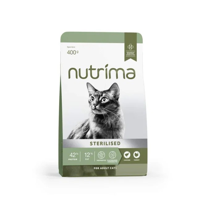 Nutrima Sterilised sausā barība kaķiem, vista/tītars,  400g - Produkta attēls
