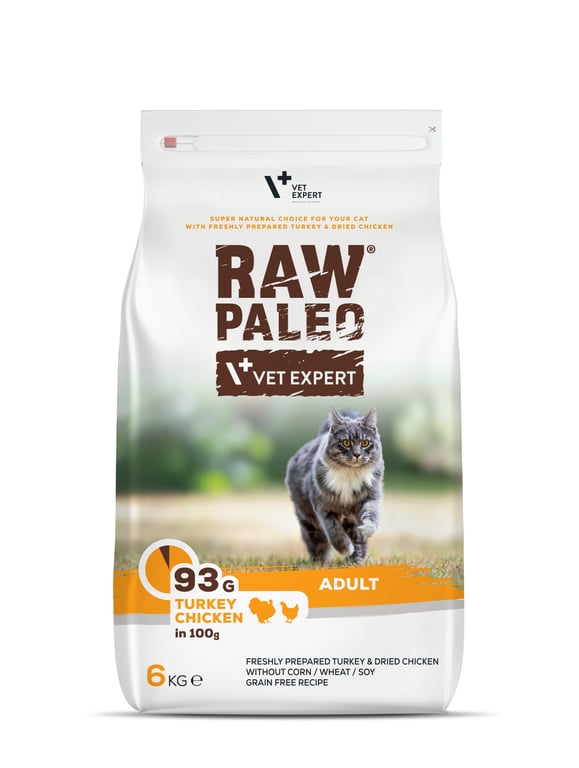 Raw Paleo Adult Cat sausas maistas katėms su kalakut./vištiena, 6 kg