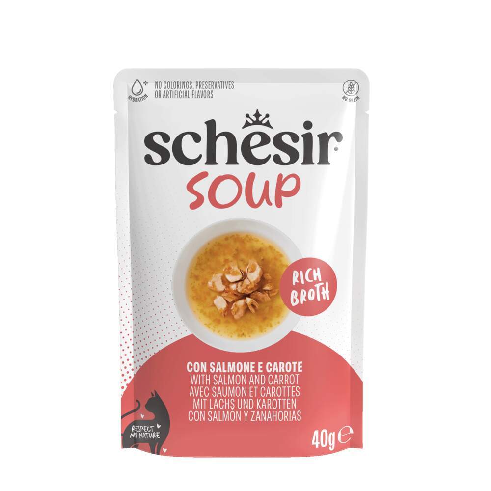 Schesir zupa kaķiem, lasis/burkāni, 40g - Produkta attēls