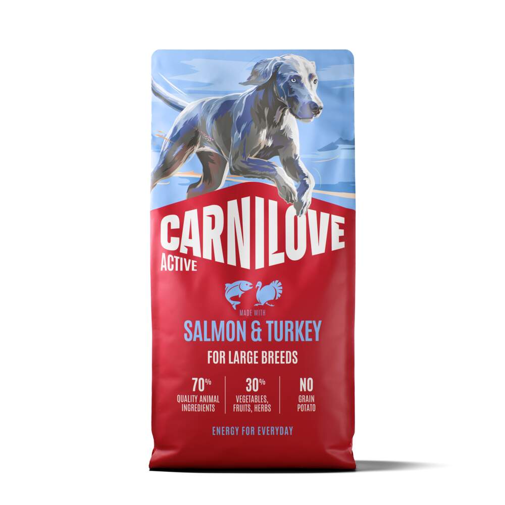 CARNILOVE ACTIVE Large sausā barība suņiem, lasis/tītars, 12kg - Produkta attēls