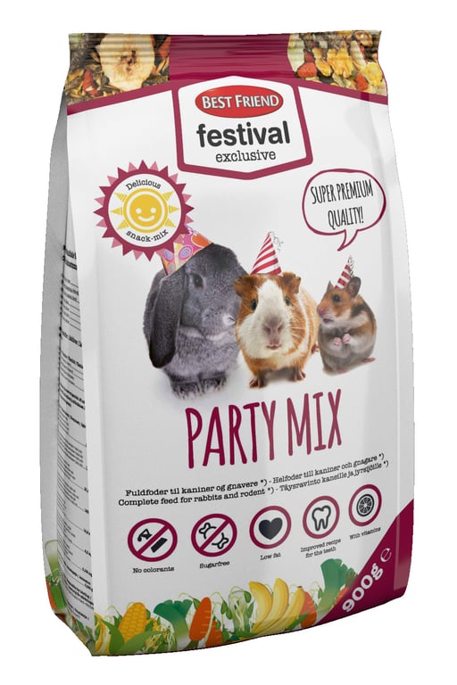 Best Friend Exclusive Party Mix maistas triušiams, 900 g -  2