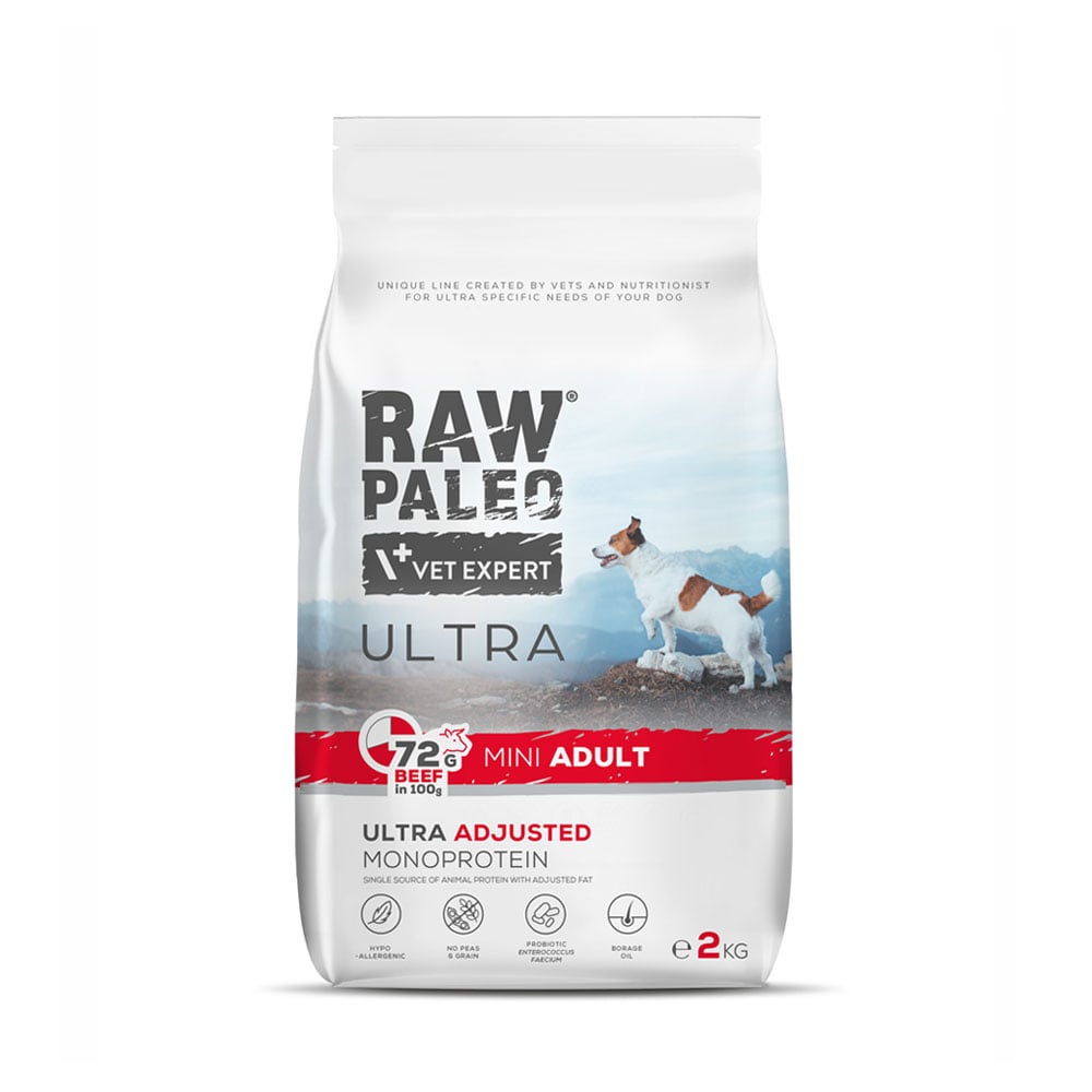 Raw Paleo Ultra adult mini maistas šunims su jautiena, 2kg -  1