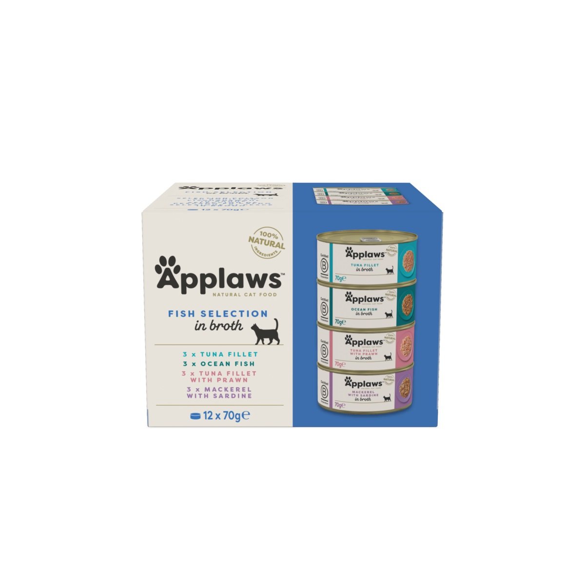 Applaws šlapio maisto rinkinys katėms (4 skoniai), 12 x 70 g - 