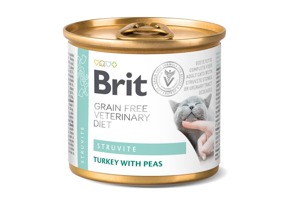 BRIT GF VD Struvite mitrā barība kaķiem, tītars/zirņi, 200g - Produkta attēls