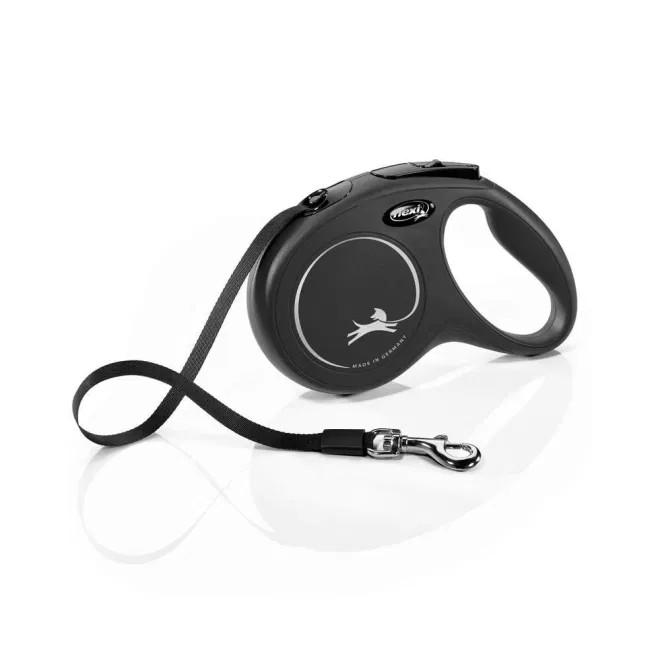 Flexi Classic automatinis juostinis pavadėlis, M/5 m, juodas -  1