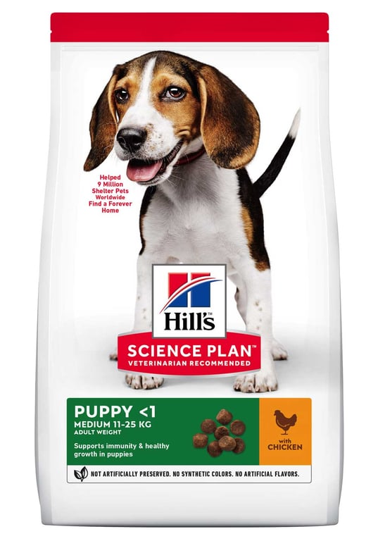 Hill's Science Plan Puppy Medium Chicken sausas maistas su višt. 14kg