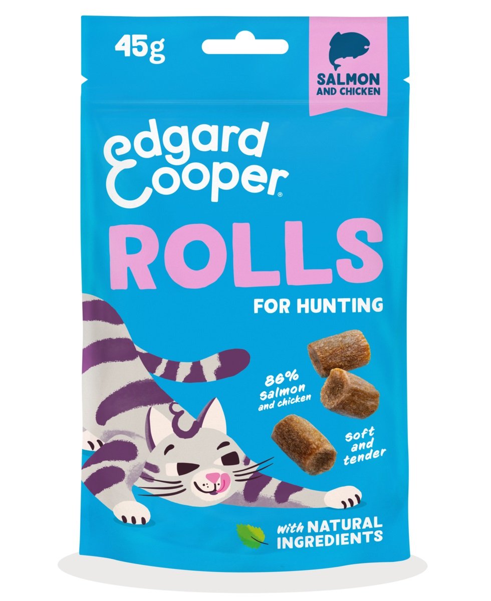 EDGARD COOPER Rolls gardumi kaķiem, lasis/vista, 45g - Produkta attēls