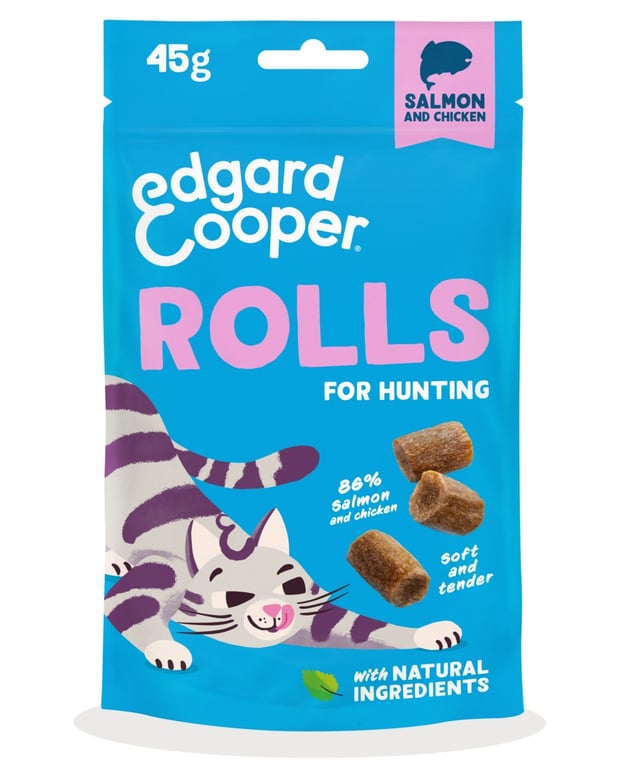 EDGARD COOPER Rolls gardumi kaķiem, lasis/vista, 45g