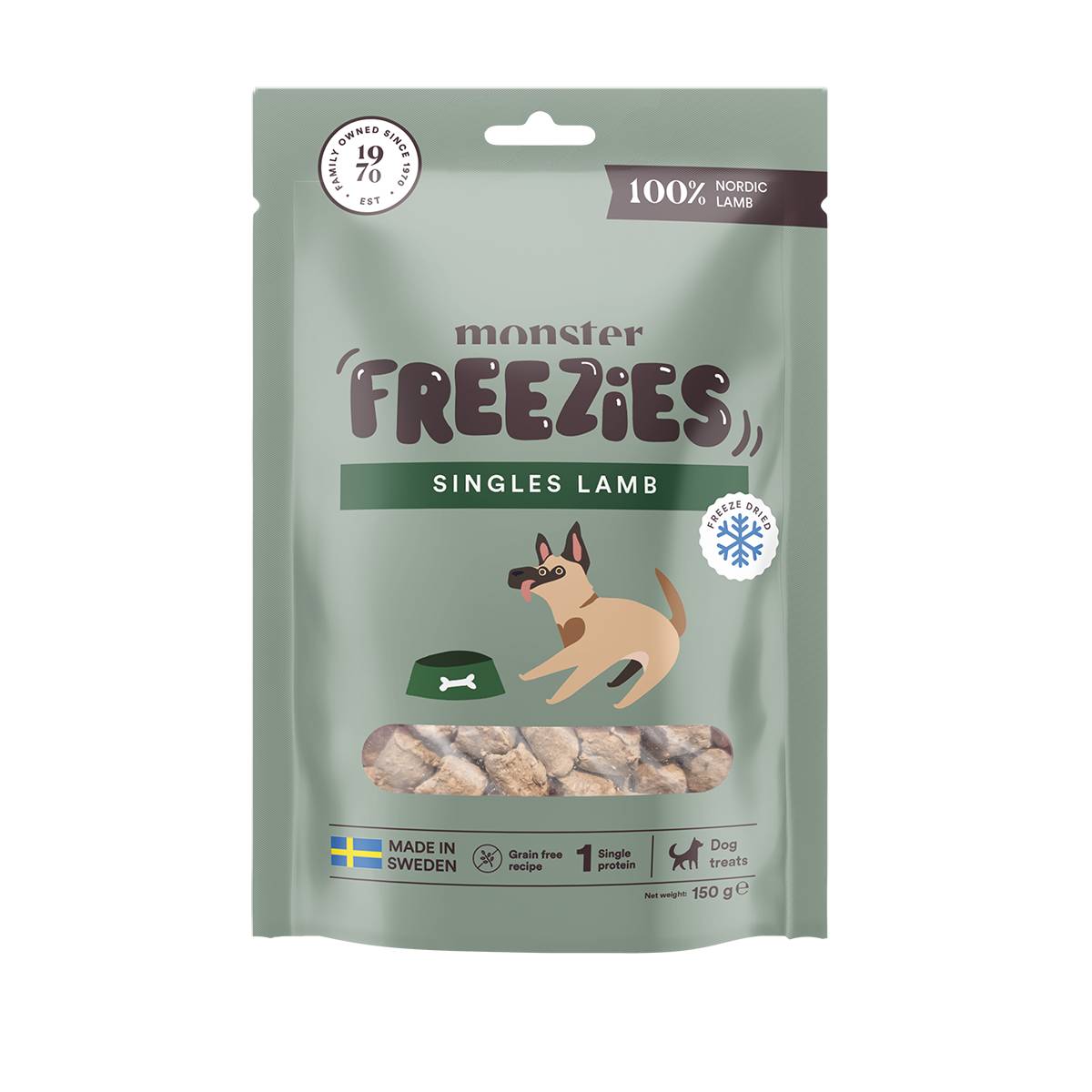 Monster Dog liofilizuotas skanėstas šunims – 100 % ėriena, 150 g - 