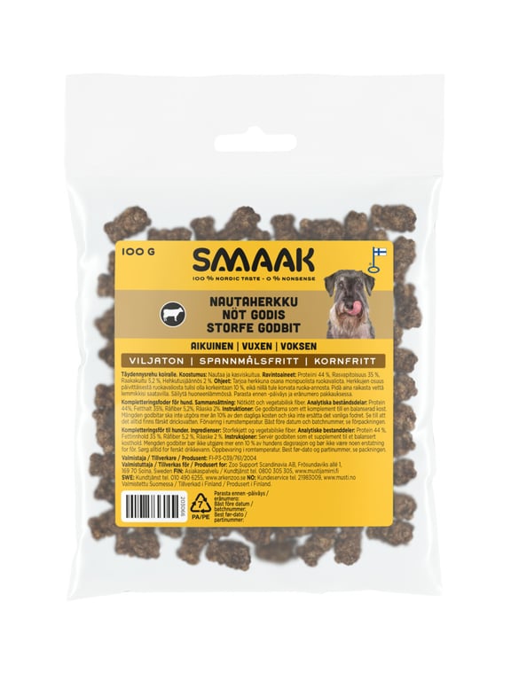 SMAAK gardumi suņiem, liellops, 100g