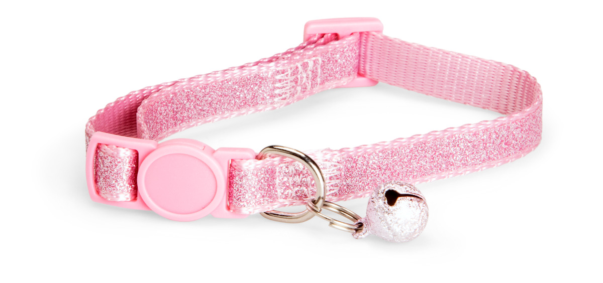 Basic blizgus antkaklis katėms, 16–25 cm, rožinis - 