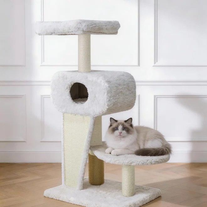 Little&Bigger Dreamy kraapimispuu, 129 cm, valge - Tootepilt 1