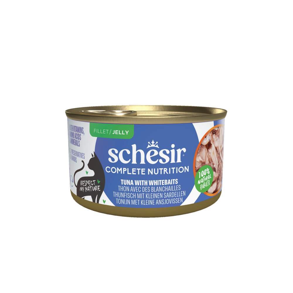 Schesir kassi konserv želees, tuunikala/väiksed kalad, 85 g - Tootepilt